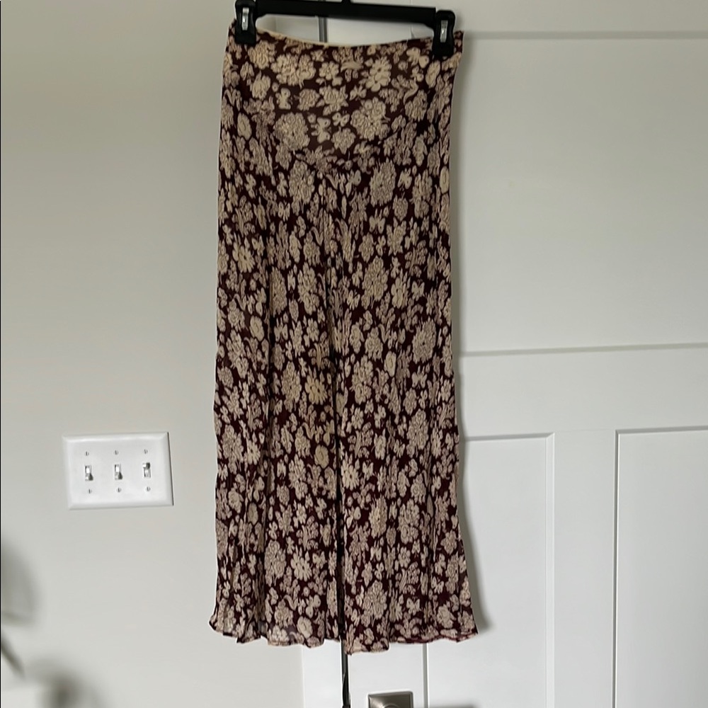 Vintage Ferretti Studio Floral Maroon and Cream Skirt